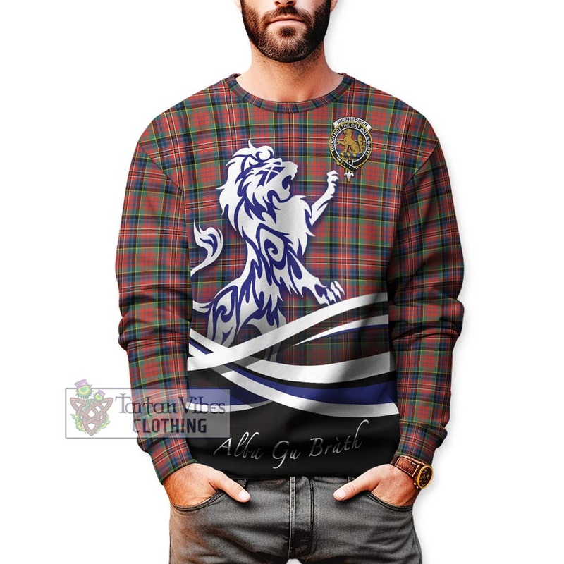 McPherson Ancient Tartan Sweatshirt with Alba Gu Brath Regal Lion Emblem
