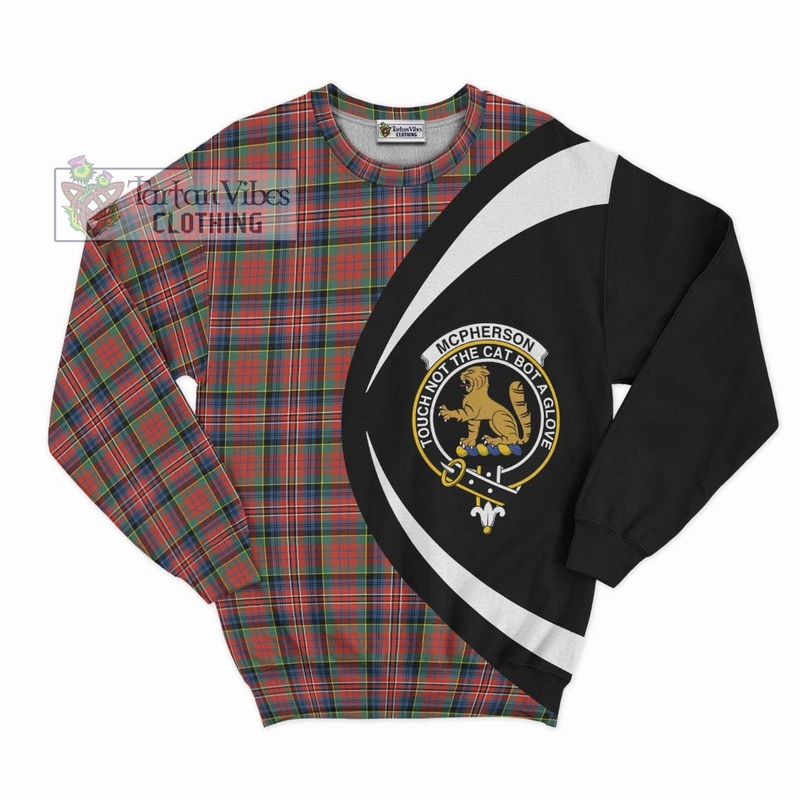 McPherson Ancient Tartan Sweatshirt with Family Crest Circle Style