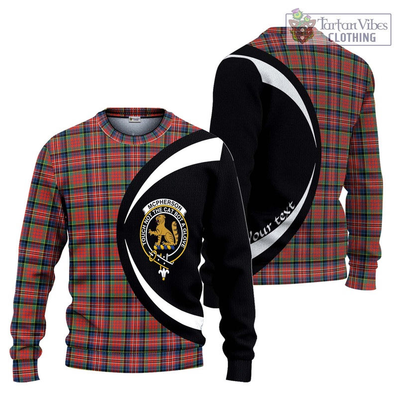 McPherson Ancient Tartan Ugly Sweater with Family Crest Circle Style