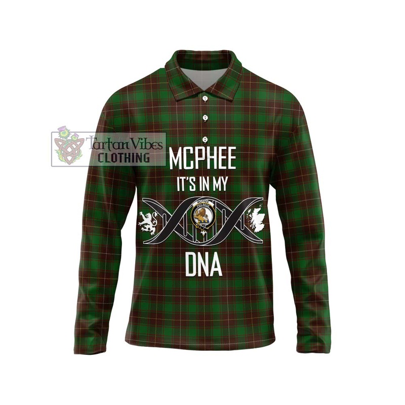 McPhee Hunting Tartan Long Sleeve Polo Shirt with Family Crest DNA In Me Style