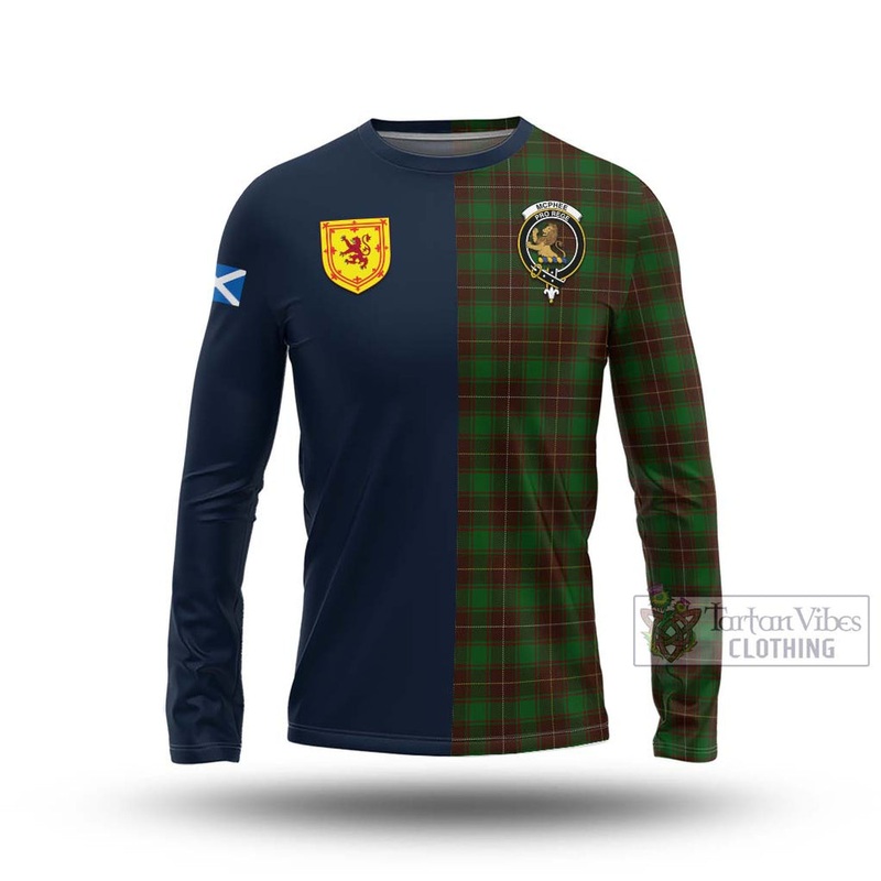 McPhee Hunting Tartan Long Sleeve T-Shirt Alba with Scottish Lion Royal Arm Half Style