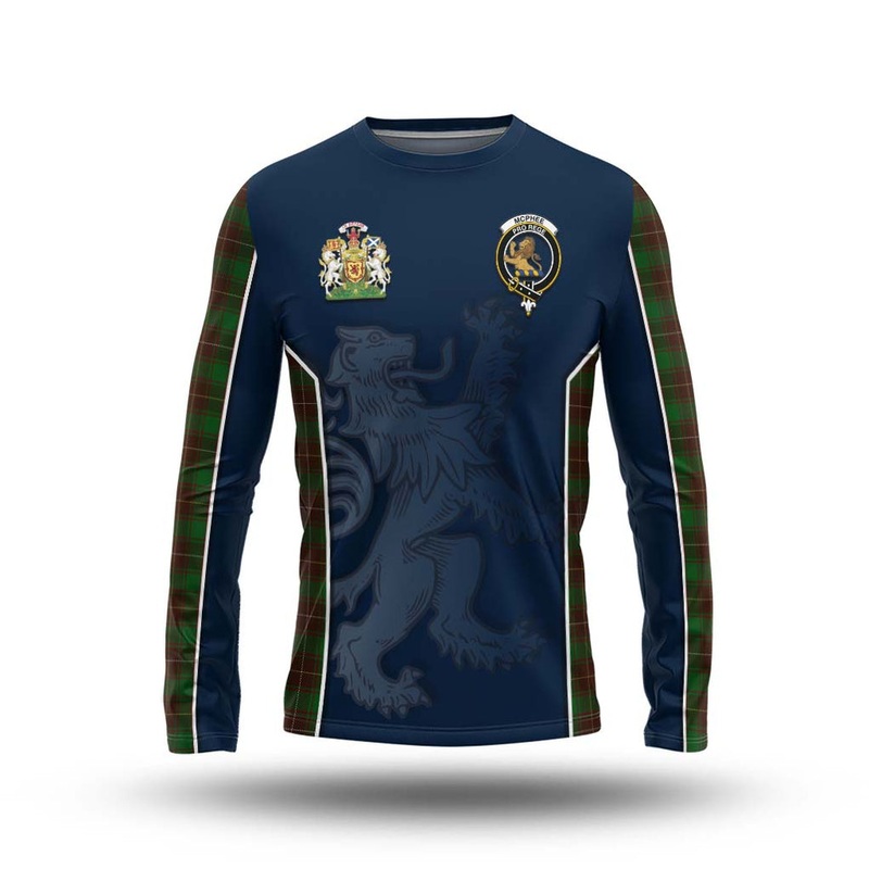 McPhee Hunting Tartan Long Sleeve T-Shirt with Family Crest and Lion Rampant Vibes Sport Style