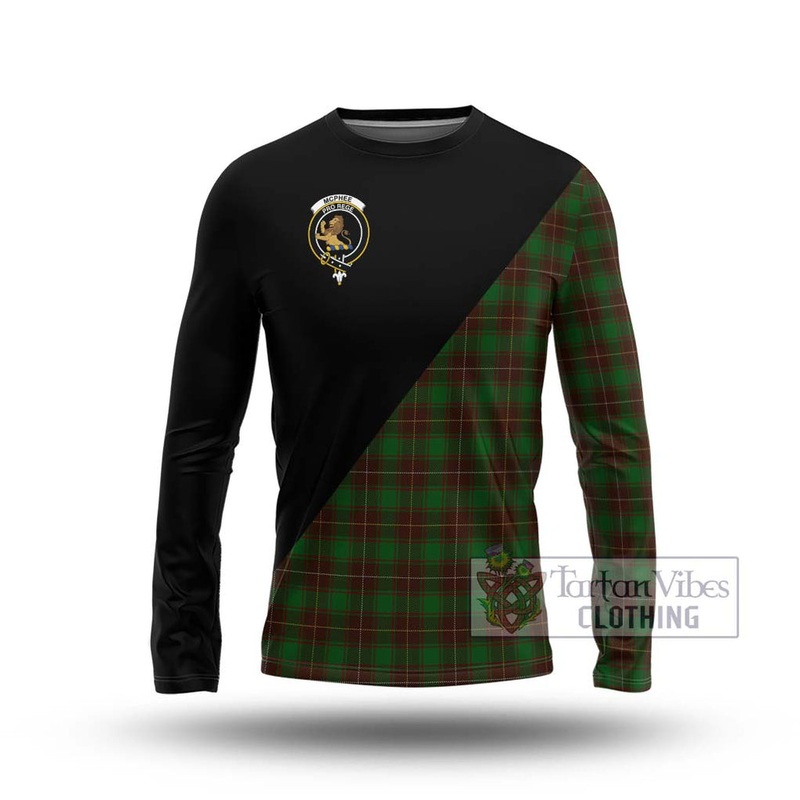 McPhee Hunting Tartan Long Sleeve T-Shirt with Family Crest and Military Logo Style