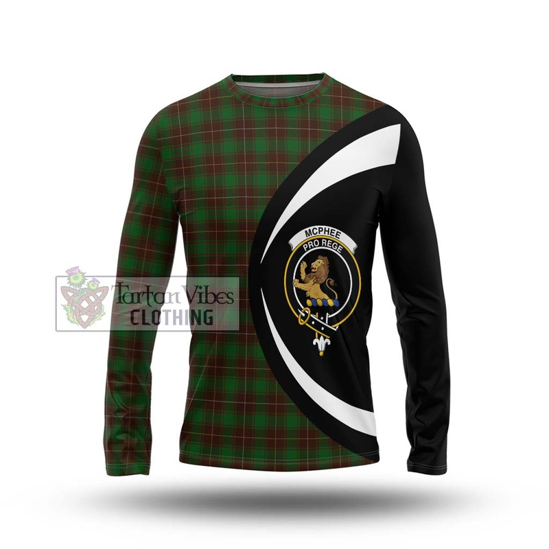 McPhee Hunting Tartan Long Sleeve T-Shirt with Family Crest Circle Style