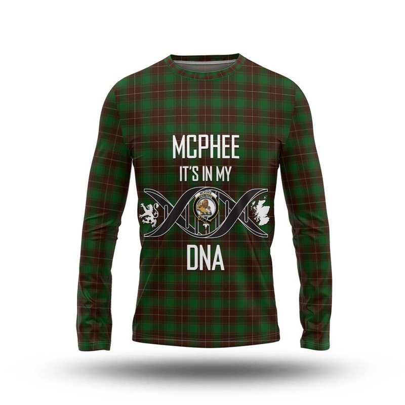 McPhee Hunting Tartan Long Sleeve T-Shirt with Family Crest DNA In Me Style
