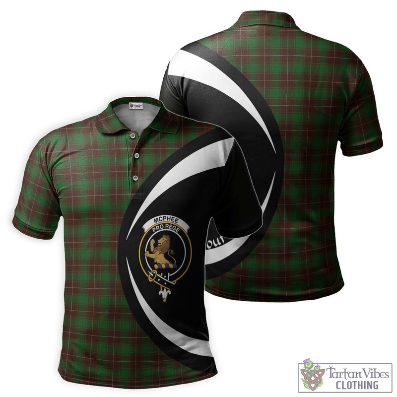 McPhee Hunting Tartan Men's Polo Shirt with Family Crest Circle Style