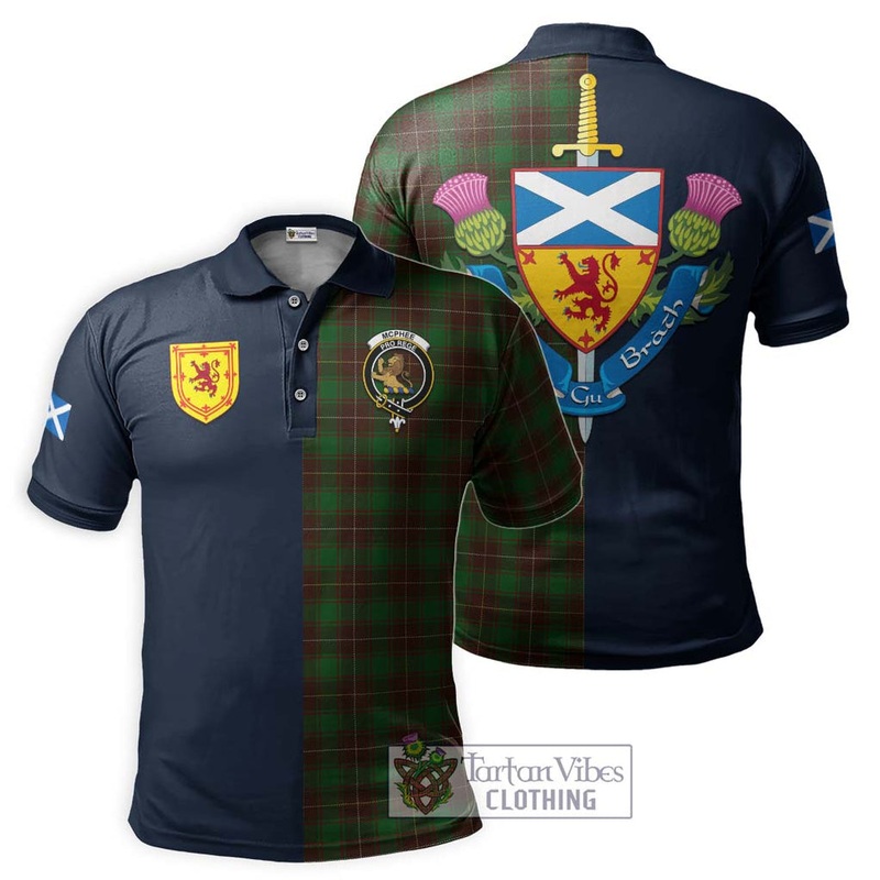 McPhee Hunting Tartan Polo Shirt Alba with Scottish Lion Royal Arm Half Style