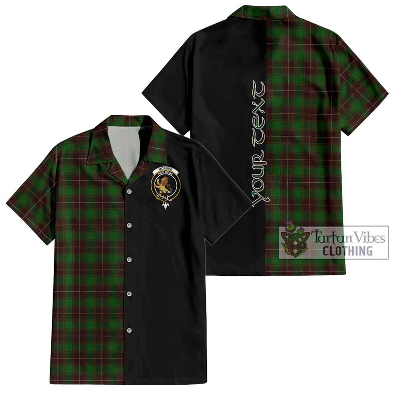 McPhee Hunting Tartan Short Sleeve Button Shirt with Family Crest and Half Of Me Style
