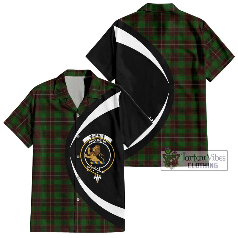 McPhee Hunting Tartan Short Sleeve Button Up with Family Crest Circle Style