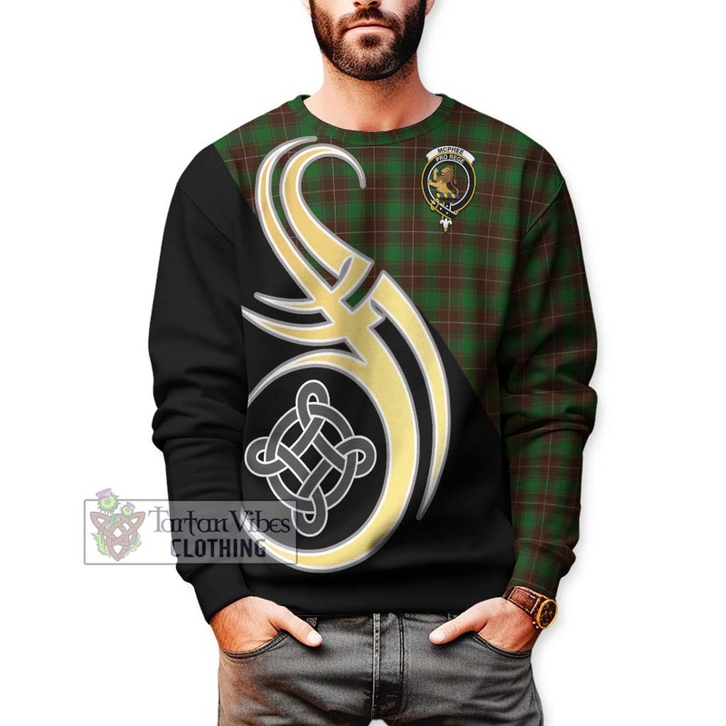 McPhee Hunting Tartan Sweatshirt with Family Crest and Celtic Symbol Style