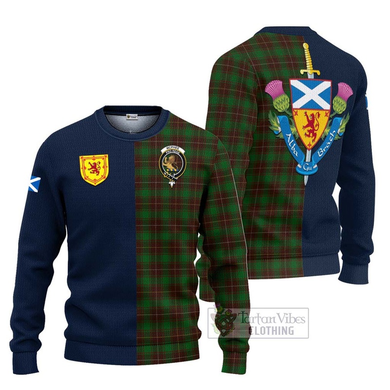 McPhee Hunting Tartan Ugly Sweater with Scottish Lion Royal Arm Half Style