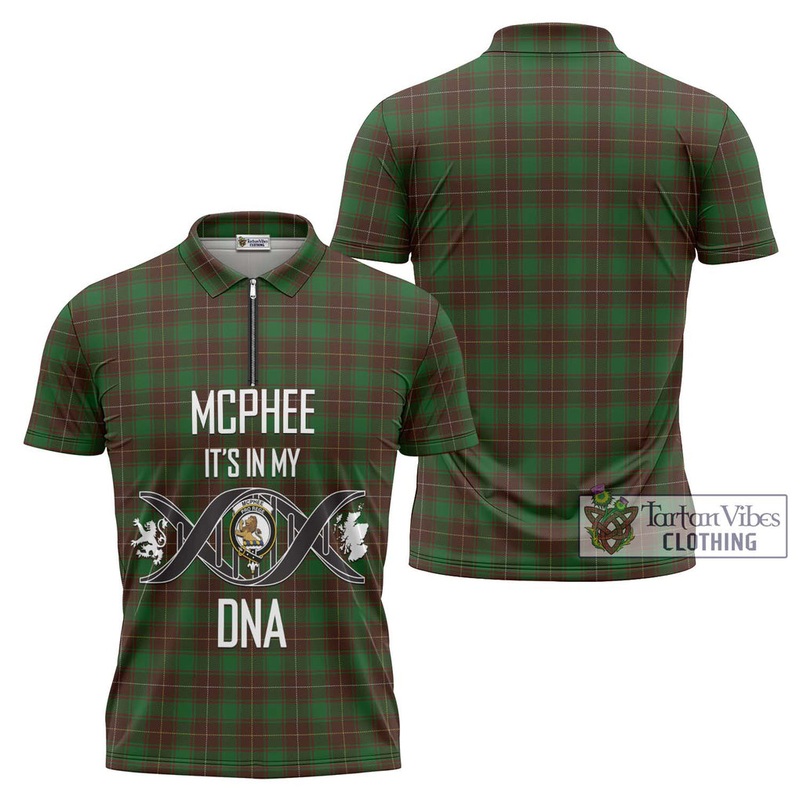 McPhee Hunting Tartan Zipper Polo Shirt with Family Crest DNA In Me Style