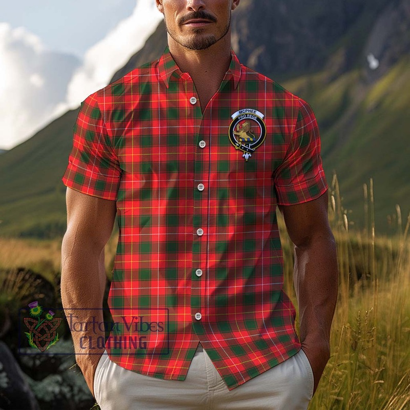 McPhee Modern Tartan Cotton Hawaiian Shirt with Family Crest