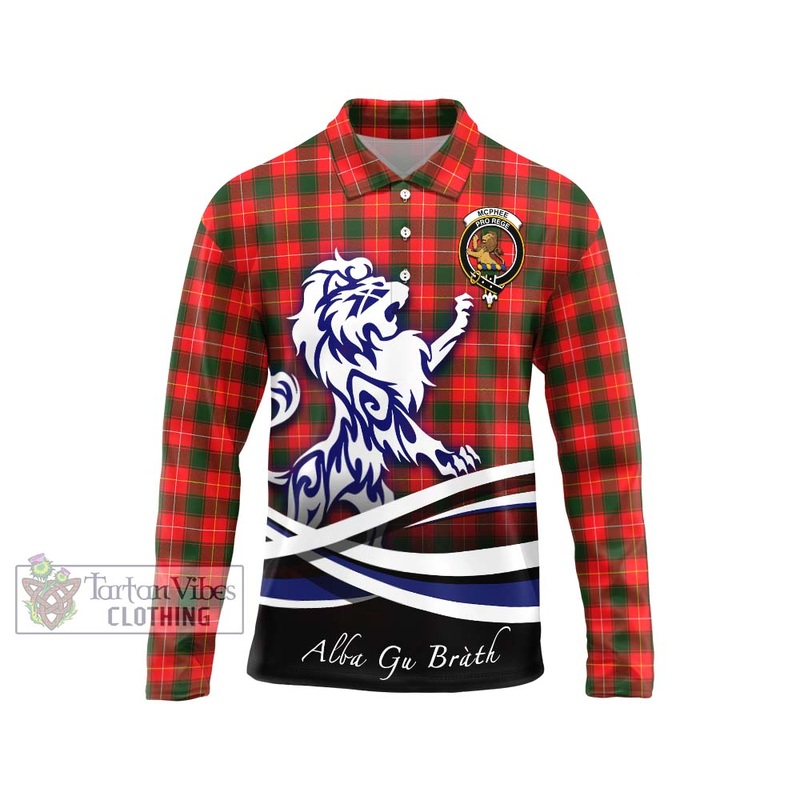 McPhee Modern Tartan Long Sleeve Polo Shirt with Alba Gu Brath Regal Lion Emblem