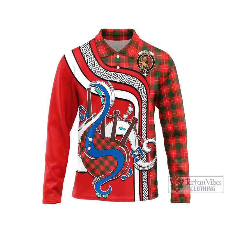 McPhee Modern Tartan Long Sleeve Polo Shirt with Epic Bagpipe Style