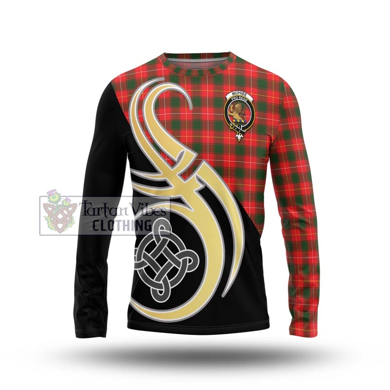 McPhee Modern Tartan Long Sleeve T-Shirt with Family Crest and Celtic Symbol Style