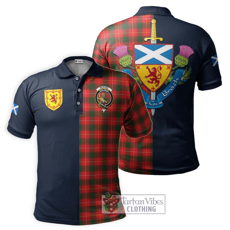 McPhee Modern Tartan Polo Shirt Alba with Scottish Lion Royal Arm Half Style