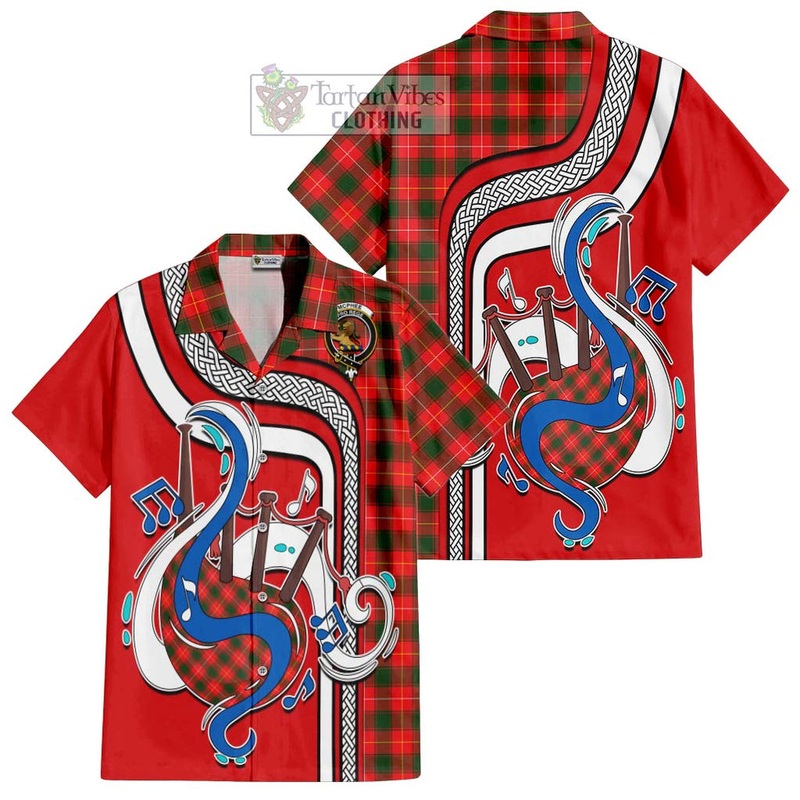 McPhee Modern Tartan Short Sleeve Button Shirt with Epic Bagpipe Style