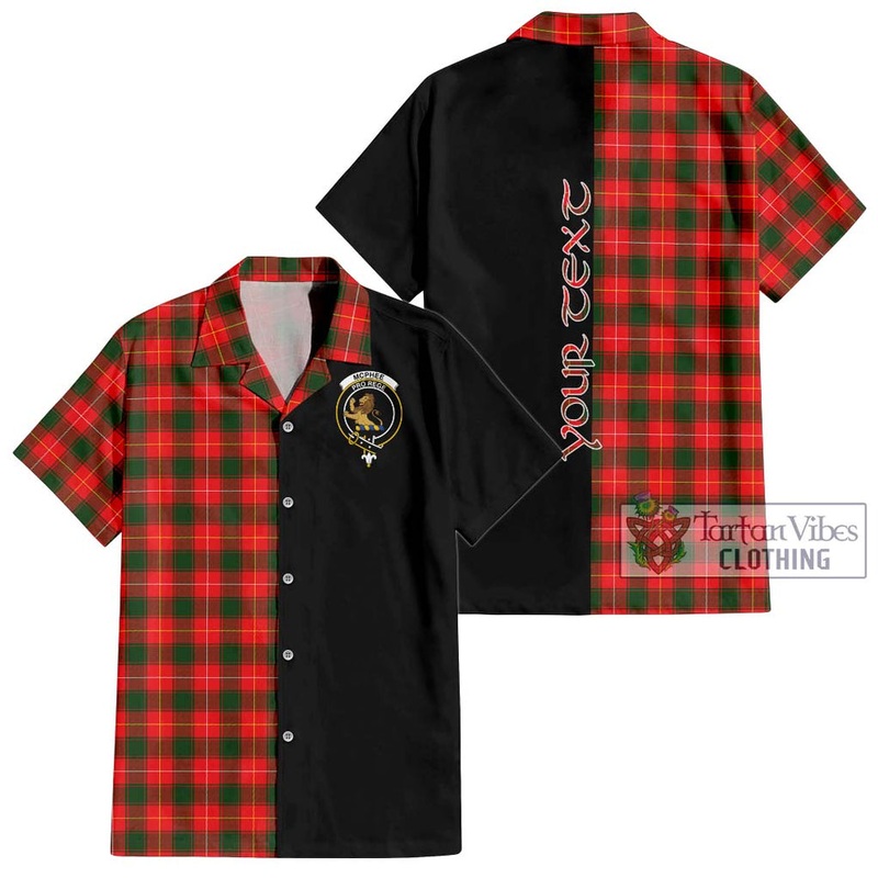 McPhee Modern Tartan Short Sleeve Button Shirt with Family Crest and Half Of Me Style