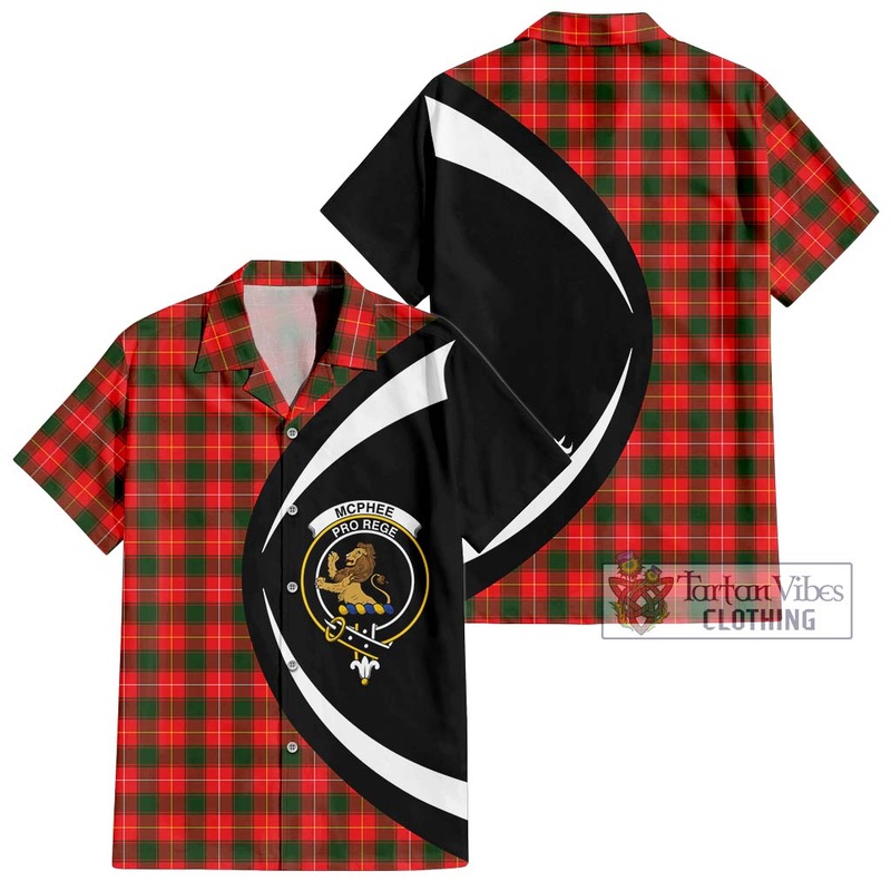 McPhee Modern Tartan Short Sleeve Button Up with Family Crest Circle Style
