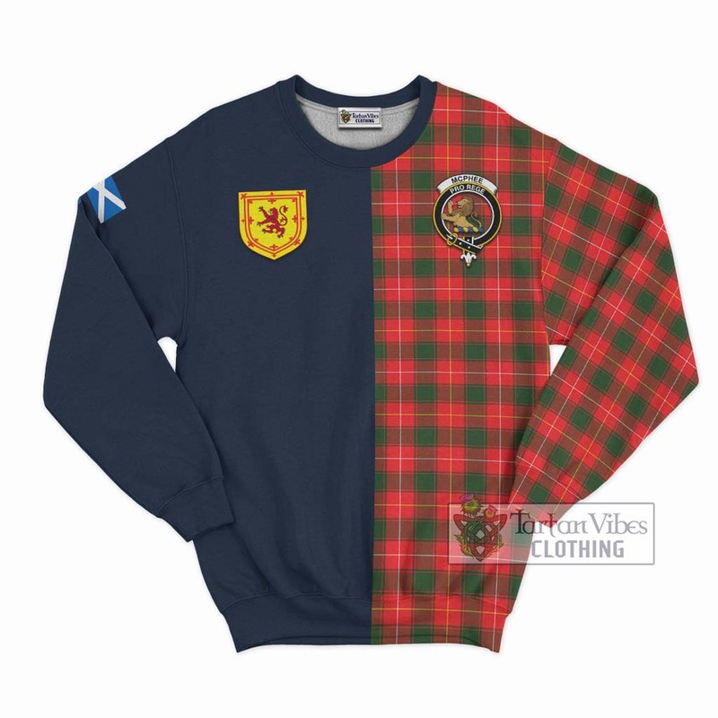 McPhee Modern Tartan Sweatshirt Alba with Scottish Lion Royal Arm Half Style