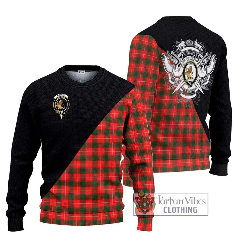 McPhee Modern Tartan Ugly Sweater with Family Crest and Military Logo Style