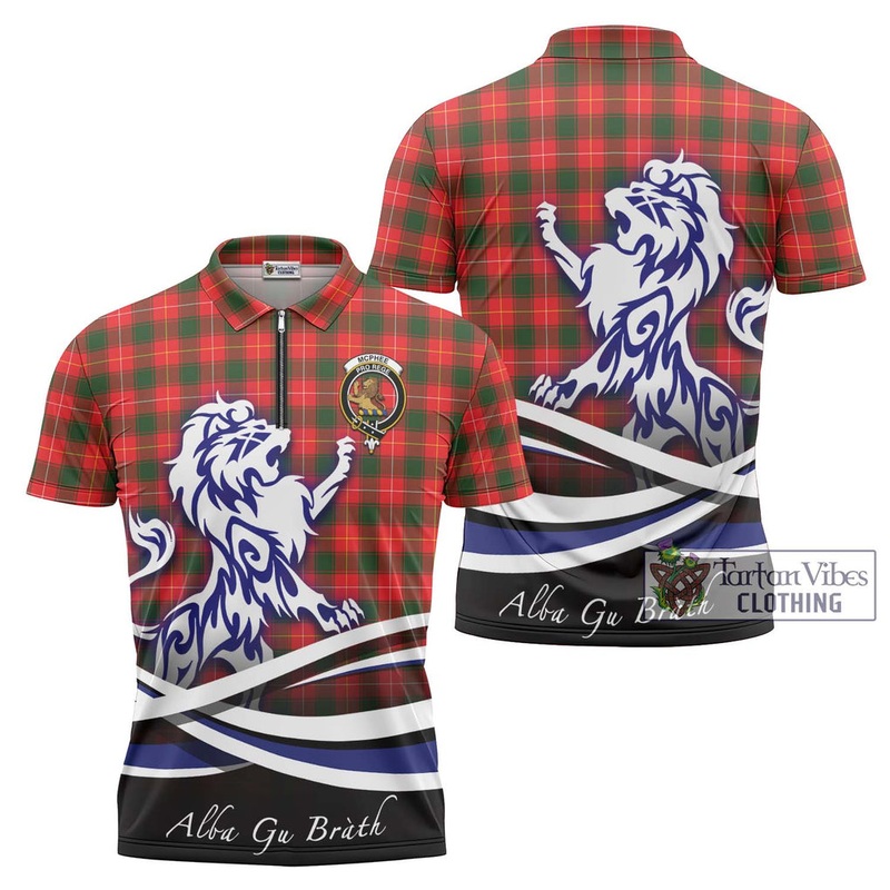 McPhee Modern Tartan Zipper Polo Shirt with Alba Gu Brath Regal Lion Emblem