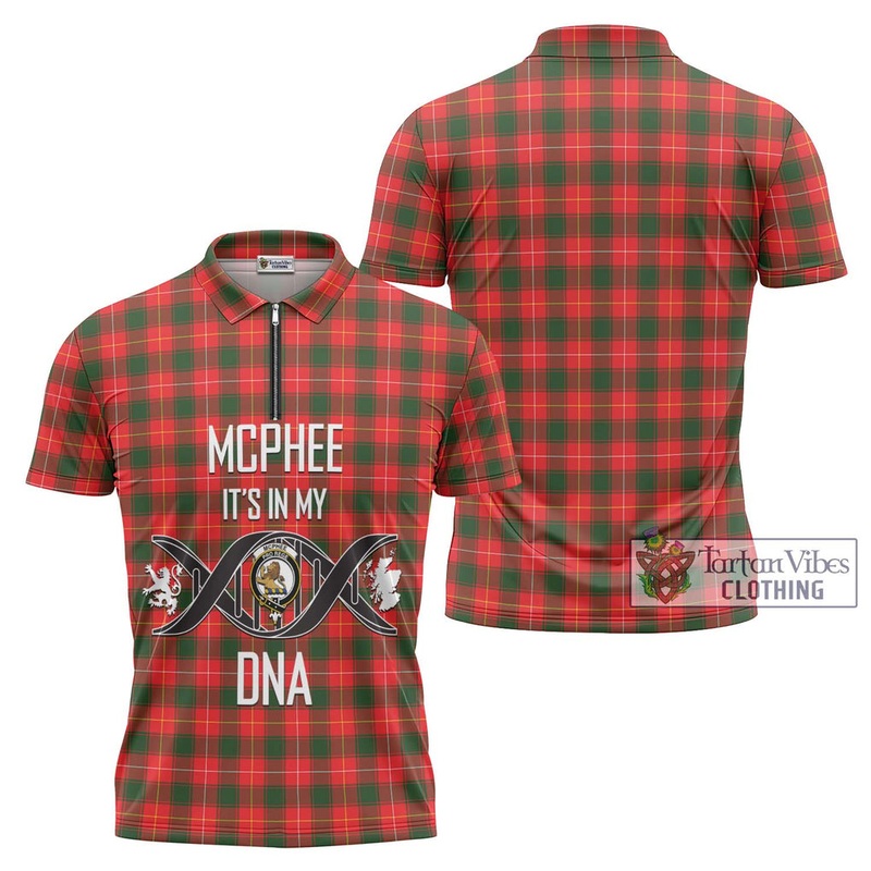 McPhee Modern Tartan Zipper Polo Shirt with Family Crest DNA In Me Style