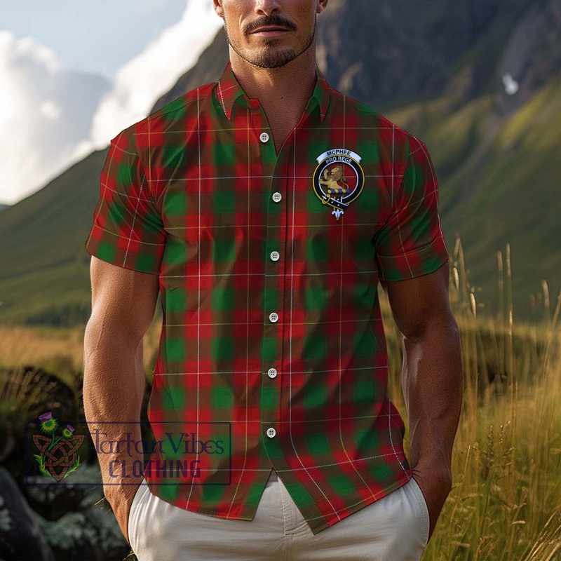 McPhee Tartan Cotton Hawaiian Shirt with Family Crest