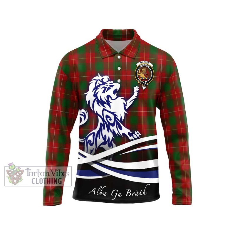 McPhee Tartan Long Sleeve Polo Shirt with Alba Gu Brath Regal Lion Emblem