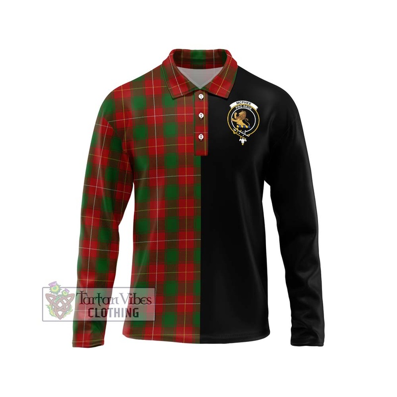 McPhee Tartan Long Sleeve Polo Shirt with Family Crest and Half Of Me Style