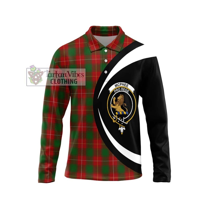 McPhee Tartan Long Sleeve Polo Shirt with Family Crest Circle Style