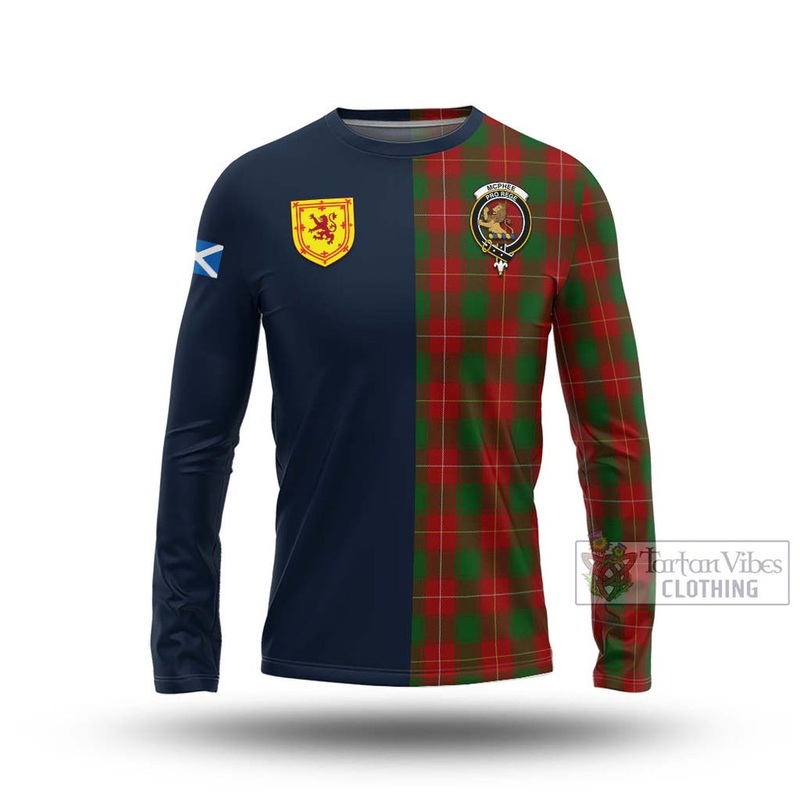 McPhee Tartan Long Sleeve T-Shirt Alba with Scottish Lion Royal Arm Half Style