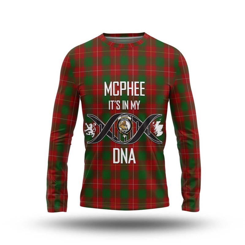 McPhee Tartan Long Sleeve T-Shirt with Family Crest DNA In Me Style