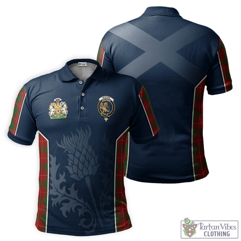 McPhee Tartan Men's Polo Shirt with Family Crest and Scottish Thistle Vibes Sport Style