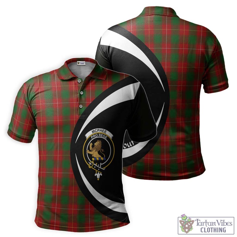 McPhee Tartan Men's Polo Shirt with Family Crest Circle Style