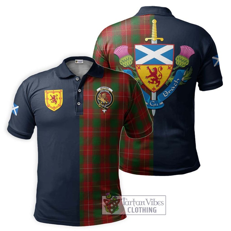 McPhee Tartan Polo Shirt Alba with Scottish Lion Royal Arm Half Style