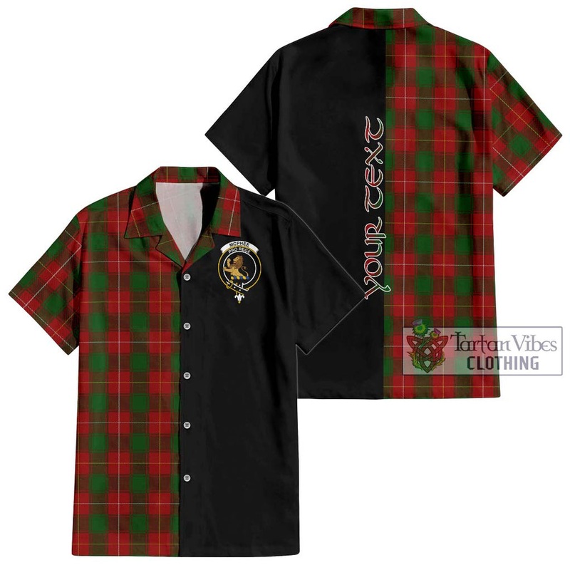 McPhee Tartan Short Sleeve Button Shirt with Family Crest and Half Of Me Style