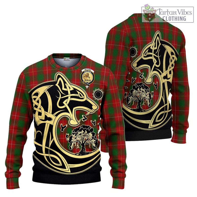 McPhee Tartan Ugly Sweater with Family Crest Celtic Wolf Style