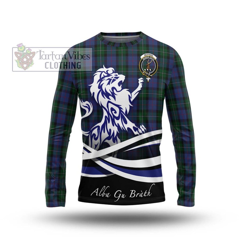 McPhail Hunting Tartan Long Sleeve T-Shirt with Alba Gu Brath Regal Lion Emblem