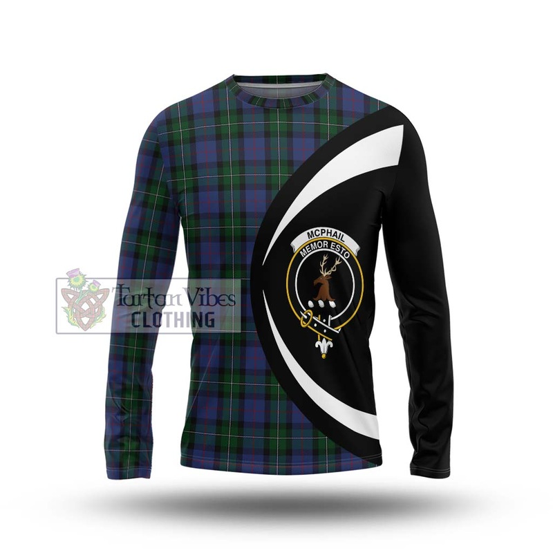 McPhail Hunting Tartan Long Sleeve T-Shirt with Family Crest Circle Style
