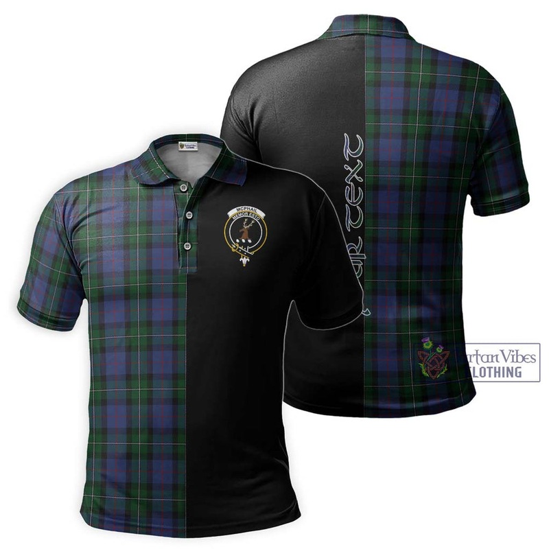 McPhail Hunting Tartan Polo Shirt with Family Crest and Half Of Me Style