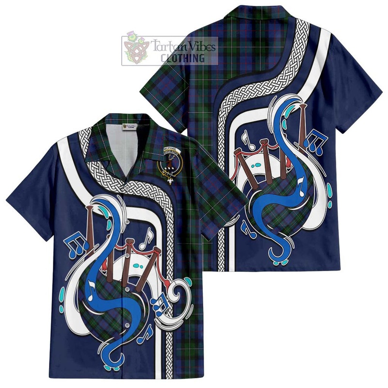 McPhail Hunting Tartan Short Sleeve Button Shirt with Epic Bagpipe Style
