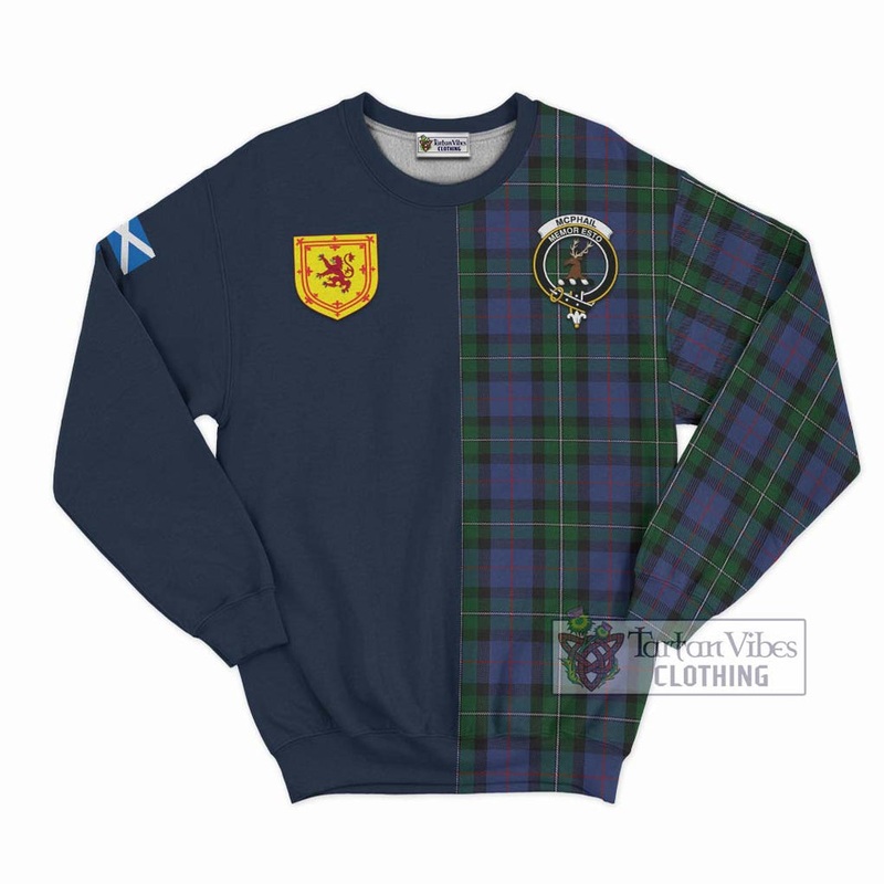 McPhail Hunting Tartan Sweatshirt Alba with Scottish Lion Royal Arm Half Style
