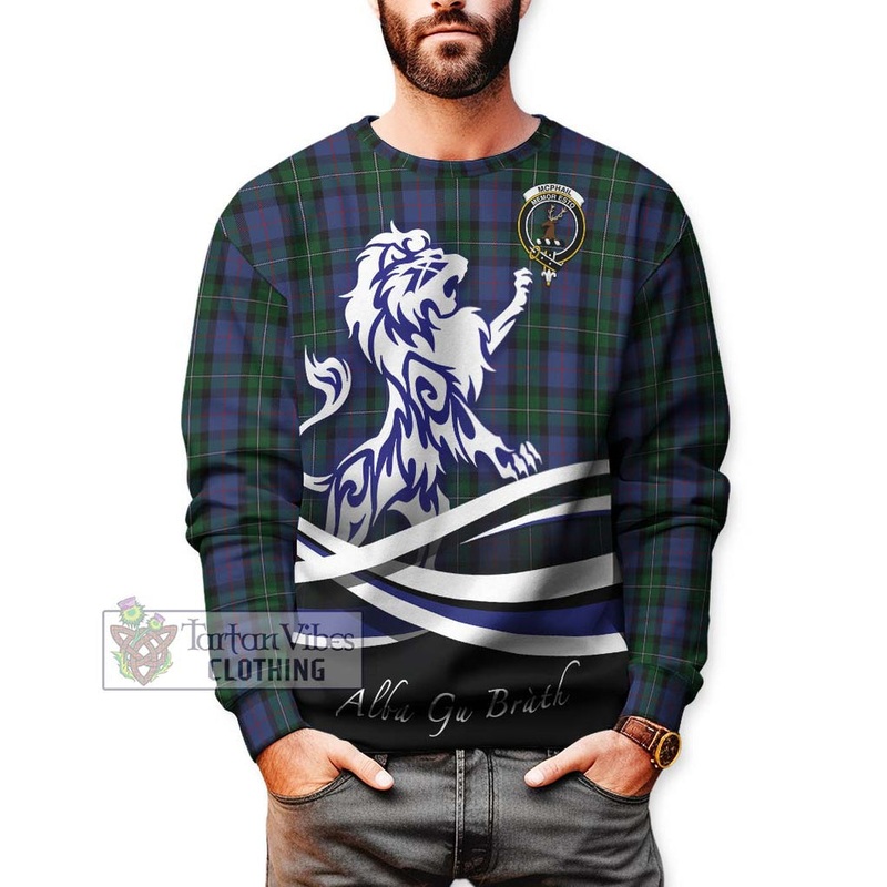 McPhail Hunting Tartan Sweatshirt with Alba Gu Brath Regal Lion Emblem
