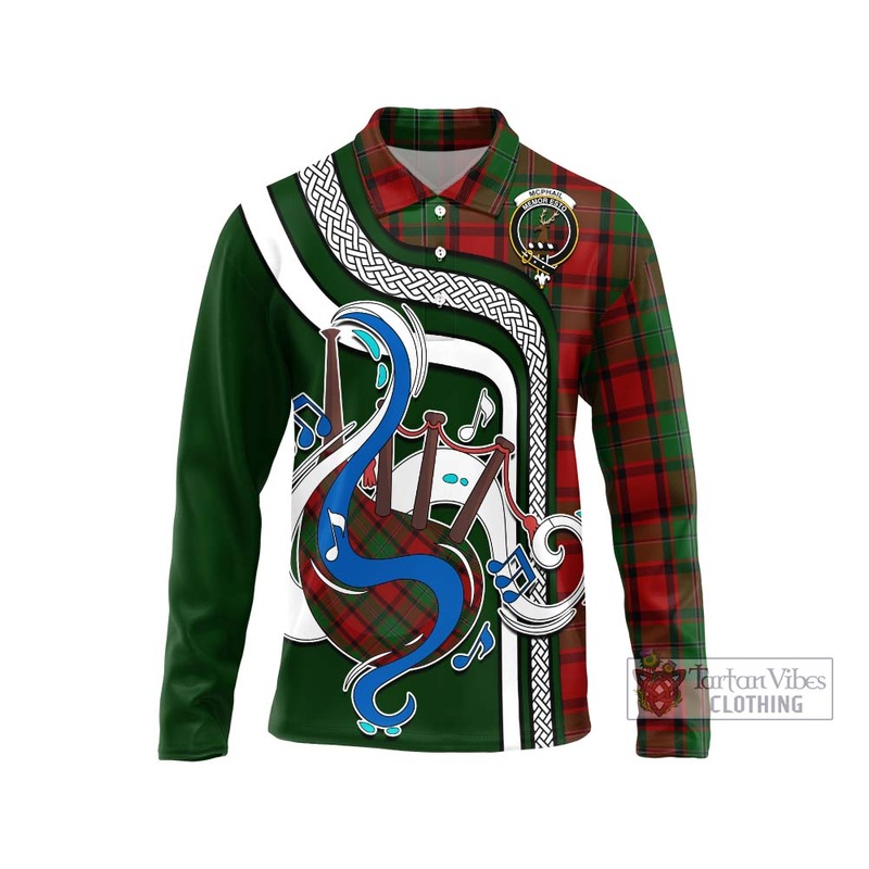 McPhail Tartan Long Sleeve Polo Shirt with Epic Bagpipe Style