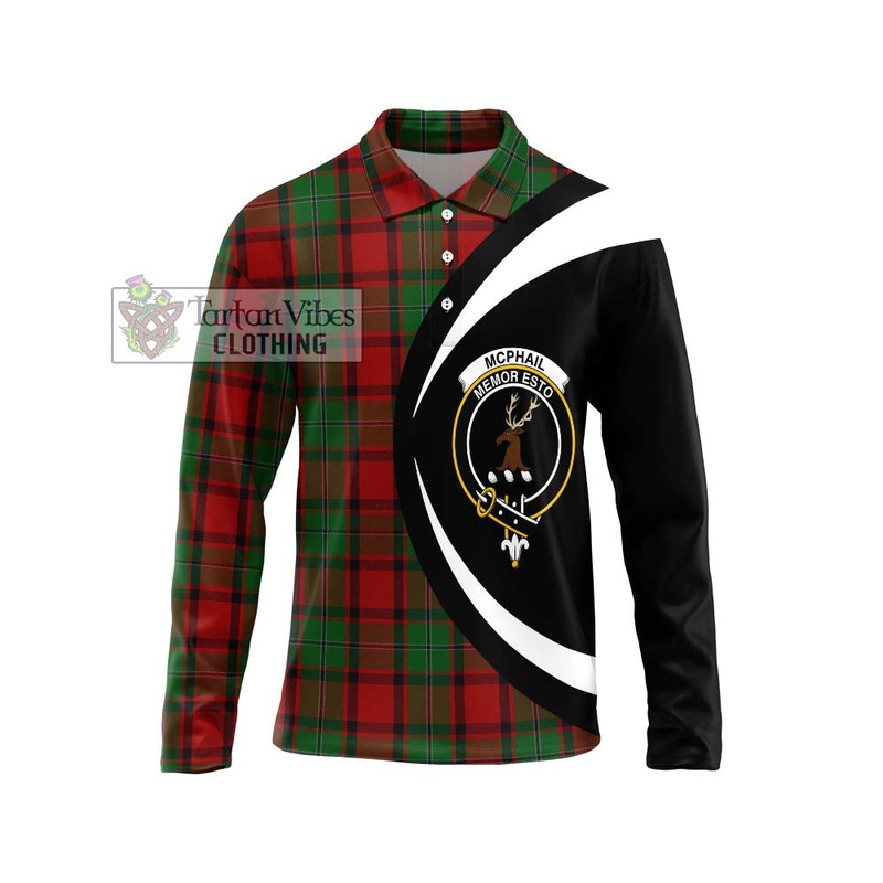 McPhail Tartan Long Sleeve Polo Shirt with Family Crest Circle Style
