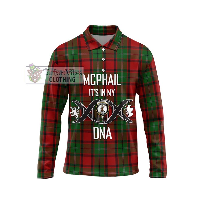 McPhail Tartan Long Sleeve Polo Shirt with Family Crest DNA In Me Style