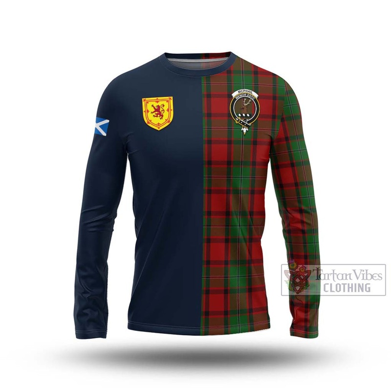 McPhail Tartan Long Sleeve T-Shirt Alba with Scottish Lion Royal Arm Half Style