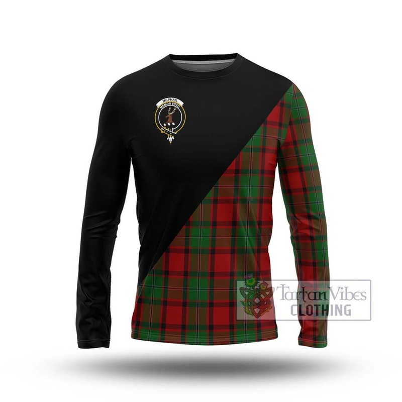 McPhail Tartan Long Sleeve T-Shirt with Family Crest and Military Logo Style